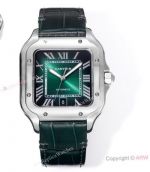 THB Factory 1:1 Clone Cartier Santos Green Dial Leather Strap Watches 